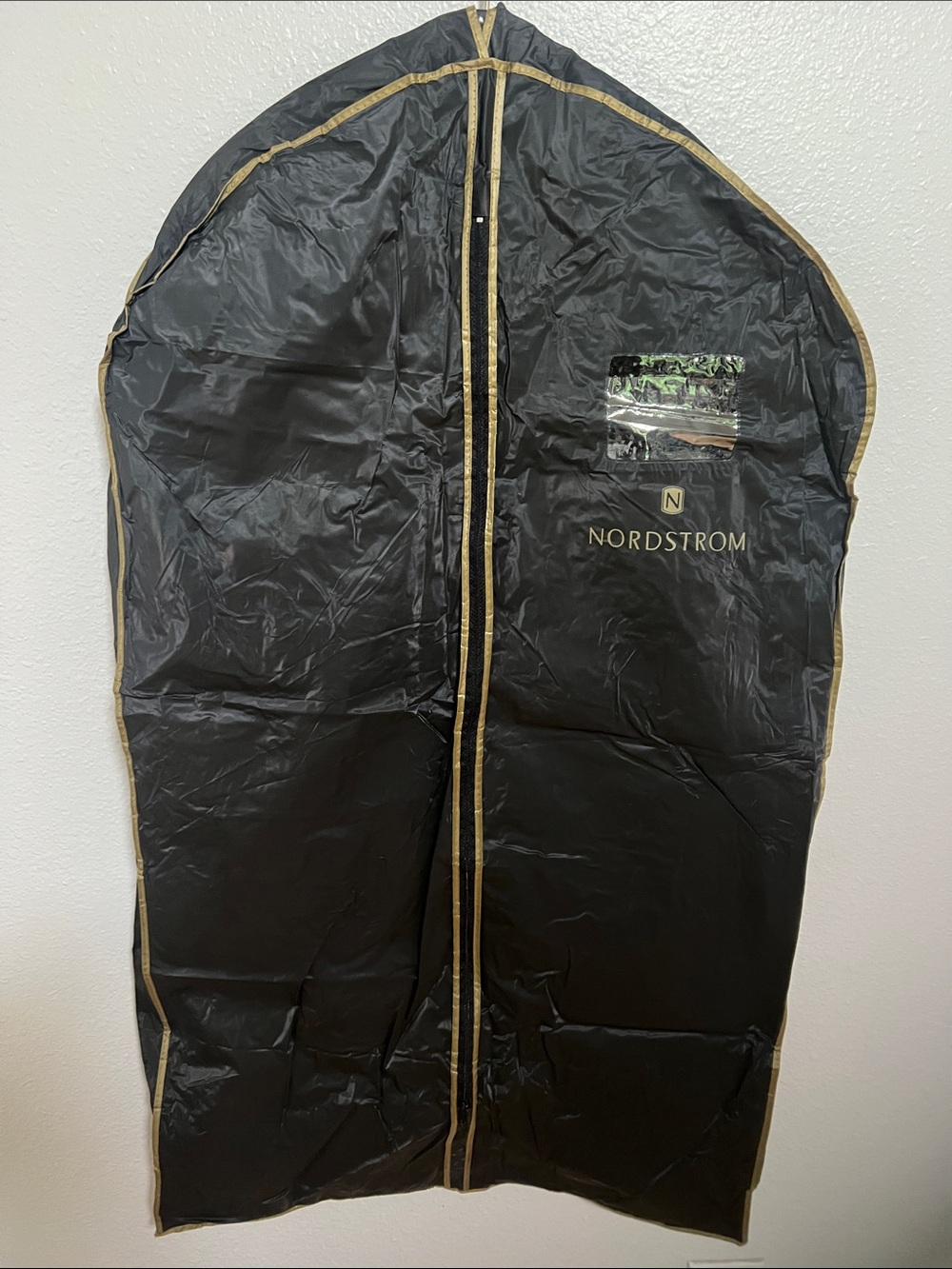 Nordstrom Black Garment Bag with Gold Trim